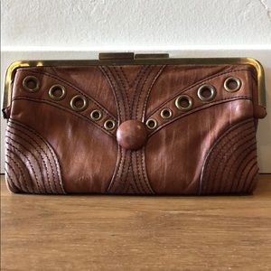 Leather Betsey Johnson wallet w/ leopard interior